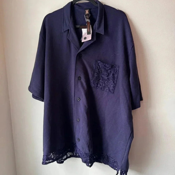 NWT Savage X Fenty Men's Navy Blue Panama PJ Set XL/XXL - Picture 4 of 6